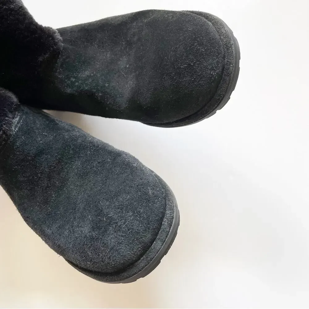 Stuart Weitzman Black Furever Faux Fur Suede Boots